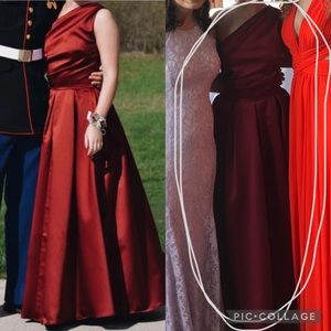 Deep Red One Shoulder Prom Dress